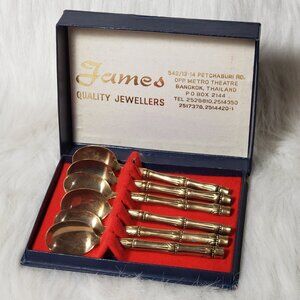 Vintage nickel bronze / brass copper coffee kitchen spoon set  James Quality